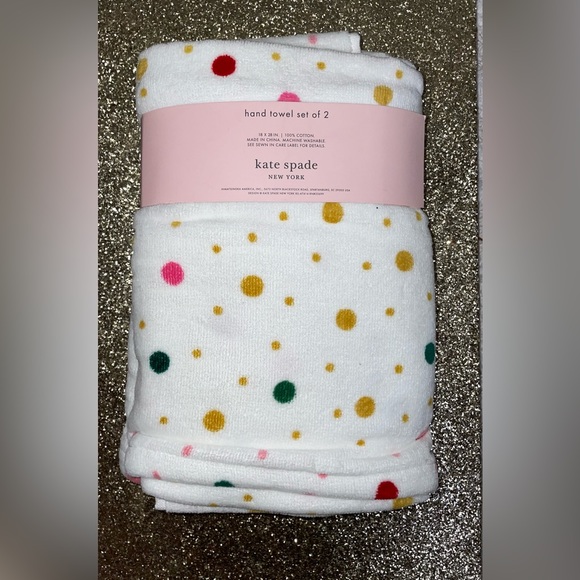 ๐HP๐New! Kate Spade Rainbow Dot Cotton Hand Towels 2 Piece-18โx28โ๐ - Picture 3 of 9
